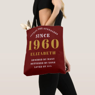 Personalisierter Geburtstag 1960 Name Burgund hinz Tasche