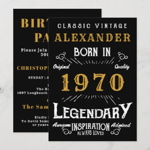 Personalisierter Geburtstag 1970 Name Legendary hi Einladung