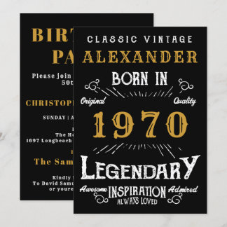 Personalisierter Geburtstag 1970 Name Legendary hi Einladung