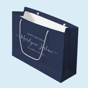 Personalisierter Geburtstag Dunkelblau Große Geschenktüte