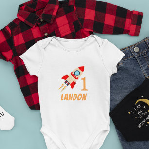 Personalisierter Geburtstag eines Raketentreff Baby Strampler