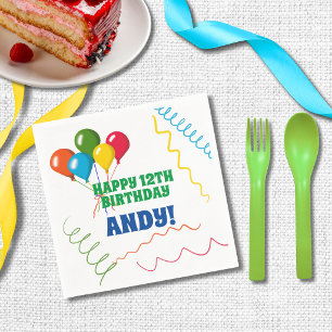 Personalisierter Geburtstag Farbige Ballons Serviette