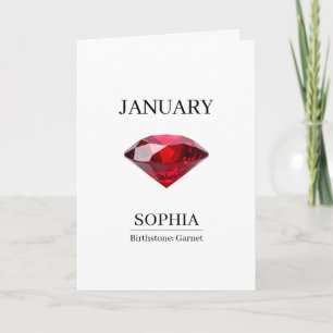 Personalisierter Geburtstag Januar Granat Karte