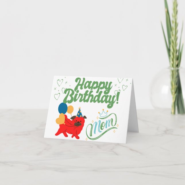 Personalisierter Geburtstag l niedlicher Roter Hun Karte (Vorderseite)