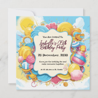 Personalisierter Geburtstag mit Bonbons Einladung