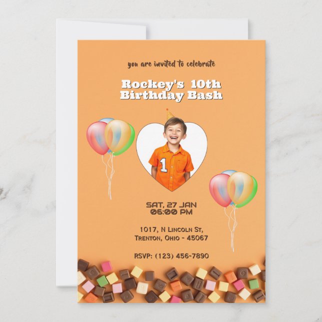Personalisierter Geburtstag mit Candy-Themed Einladung (Vorderseite)
