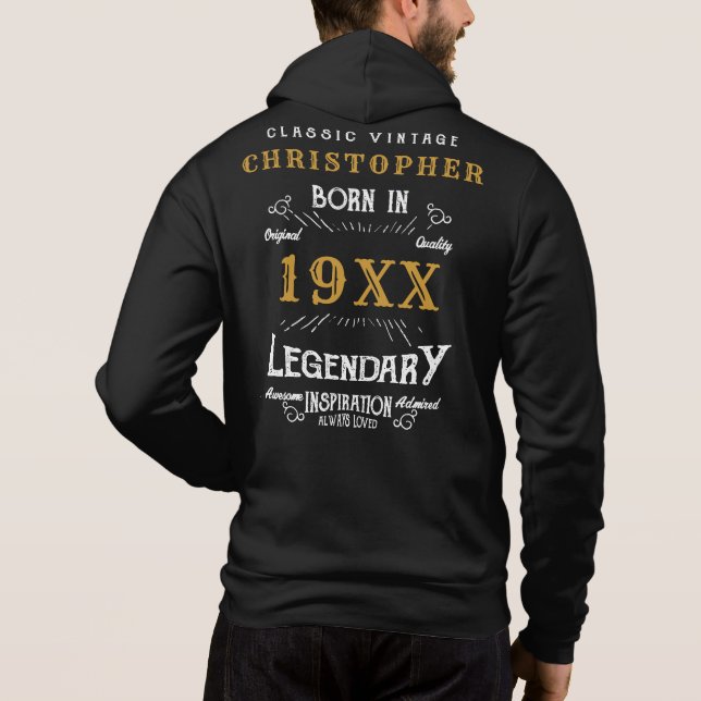 Personalisierter Geburtstag Monogram Legendary Vat Hoodie (Rückseite)