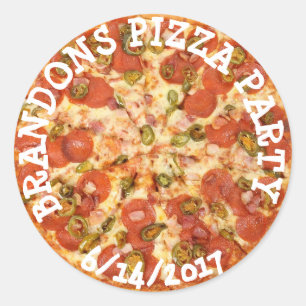 Personalisierter Geburtstag Pizza Party Stickers