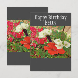 Personalisierter Geburtstag Roter Hibiskus Wasserf Karte