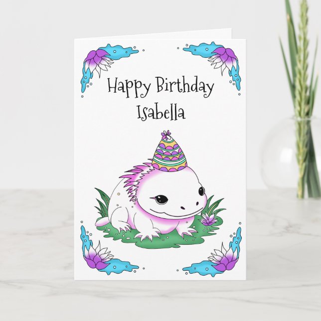 Personalisierter Geburtstag von Axolotl mit Farbse Karte (Vorderseite)