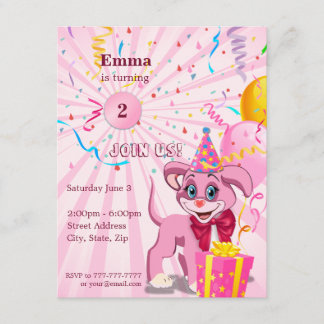 Personalisierter Geburtstag Welpe Cartoon Einladun Einladung