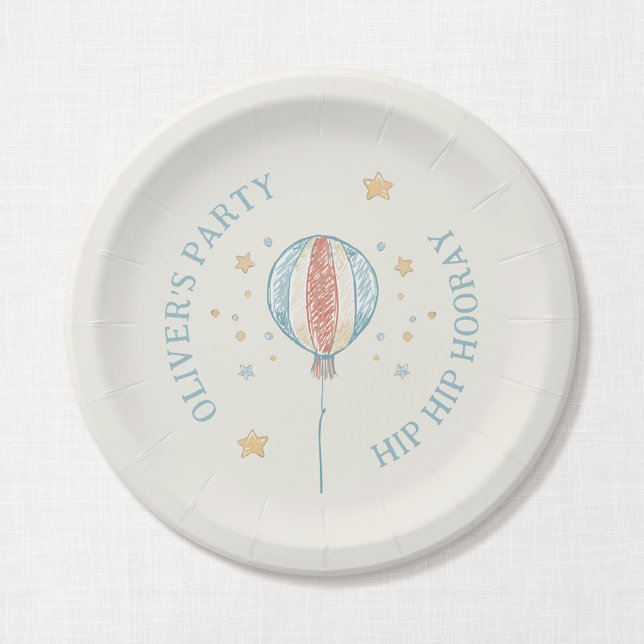 Personalisierter Geburtstagparty-Teller Balloon Da Pappteller (Balloon Daydream - 7" Round Paper Plate)