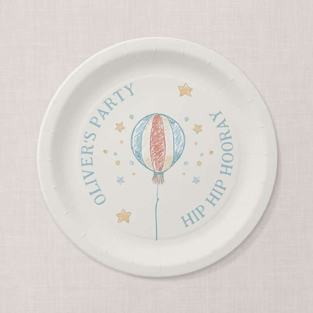 Personalisierter Geburtstagparty-Teller Balloon Da Pappteller (Balloon Daydream - 7" Round Paper Plate)
