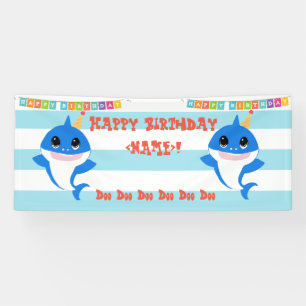 Personalisierter Geburtstags-Baby-Haifisch Banner