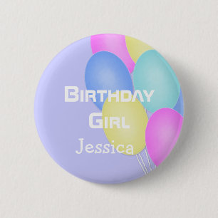 Personalisierter Geburtstags-Mädchen-Knopf Button
