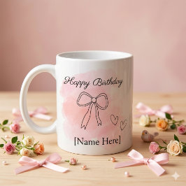 Personalisierter Geburtstags-Rosa-Coquette-Bogen-M Kaffeetasse