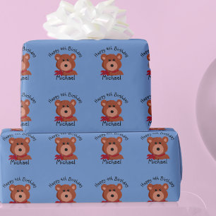Personalisierter Geburtstags-Teddybär Geschenkpapier