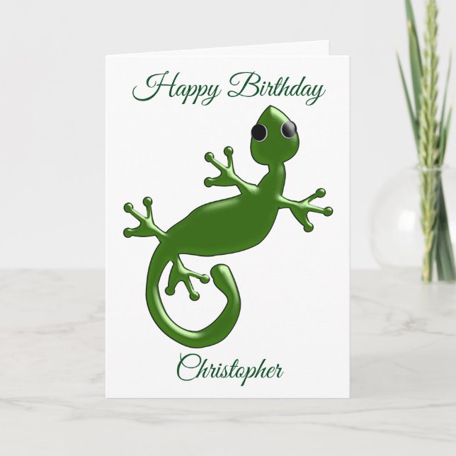 Personalisierter Gecko-Geburtstag Karte (Vorderseite)