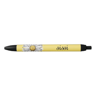 Personalisierter Gelb-und Weißer Daisy Pen Kugelschreiber