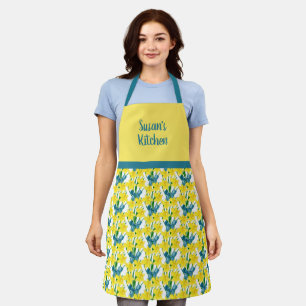 Personalisierter gelber Blumenfrühling Schürze