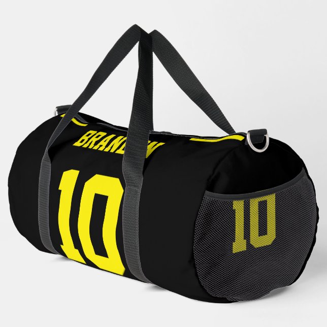 Personalisierter, gelber, moderner, bedruckter Ruc Duffle Bag (Rechte Ecke)