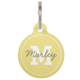 Personalisierter gelber Monogramm-Haustier-Name Haustiermarke
