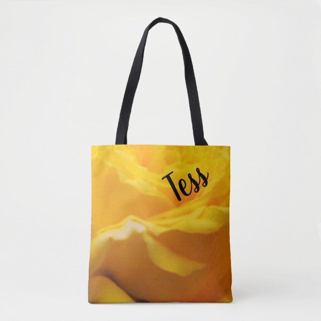 Personalisierter gelber Rosen-Blüten-Entwurf Tasche (Vorderseite)