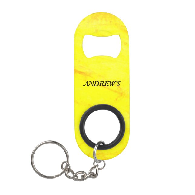 Personalisierter Gelber Schlüsselanhänger Flaschen Mini Flaschenöffner (Vorderseite)