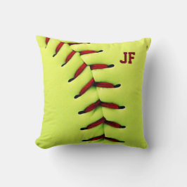 Personalisierter gelber Softbalball Kissen