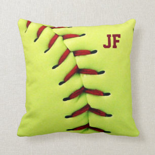 Personalisierter gelber Softbalball Kissen