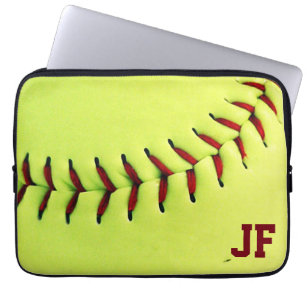 Personalisierter gelber Softbalball Laptopschutzhülle