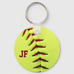 Personalisierter gelber Softbalball Schlüsselanhänger