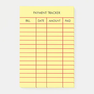 Personalisierter gelber Zahlungs-Tracker  Post-it Klebezettel