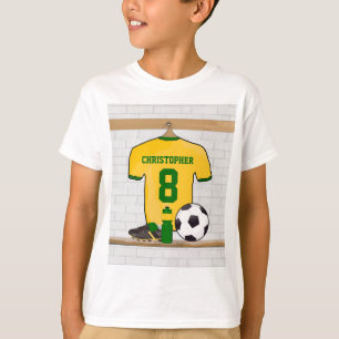 Personalisierter gelbes Grün-Fußball-Fußball T-Shirt