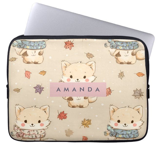 Personalisierter, gemütlicher Herbstfox mit Scardm Laptopschutzhülle (Vorderseite)