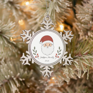 Personalisierter gemütlicher Weihnachtsmann-Weihna Schneeflocken Zinn-Ornament