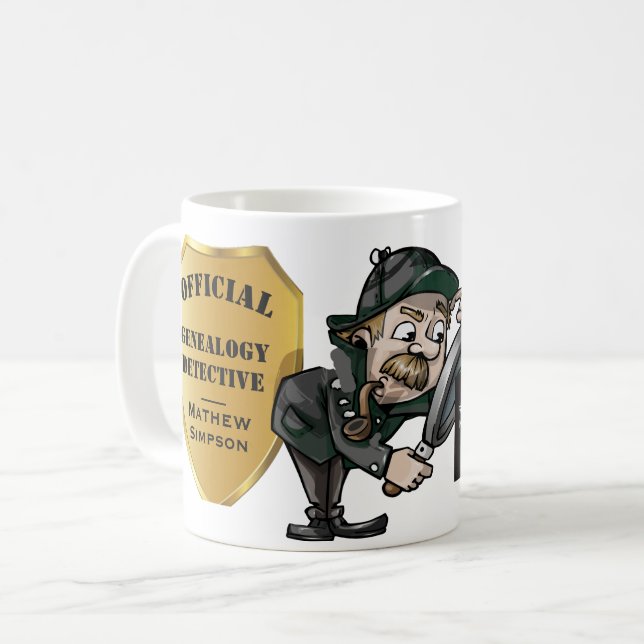 Personalisierter Genealogie-Detektiv Kaffeetasse (Vorderseite Links)