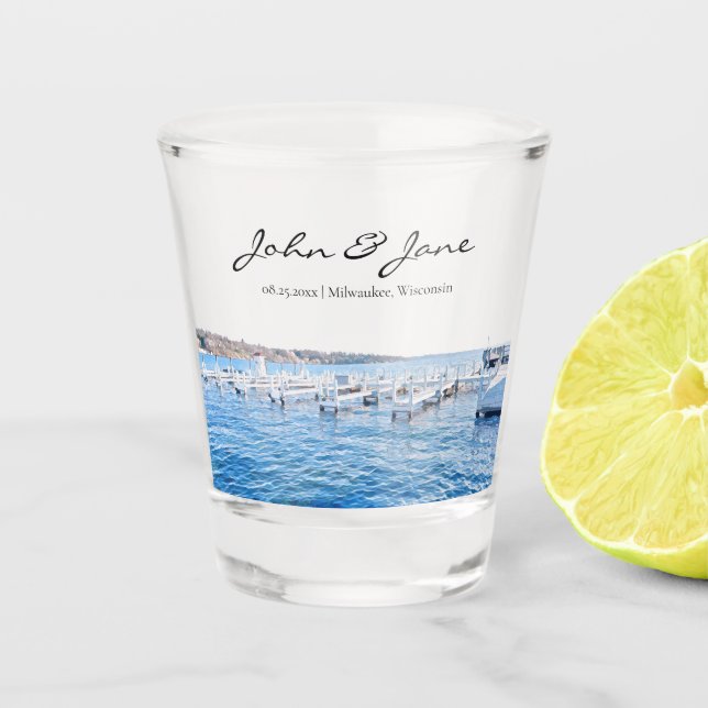 Personalisierter Genfer See Wisconsin Shot Glass Schnapsglas (Vorderseite)