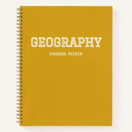 Personalisierter Geographie-Schulkalender Gelb Notizbuch