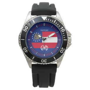 Personalisierter Georgia-Staats-Flaggen-Entwurf Armbanduhr