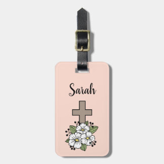 Personalisierter Gepäckträger für Kreuz und Blume Gepäckanhänger
