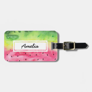 Personalisierter Gepäckträger mit rosa Wassermelon Gepäckanhänger