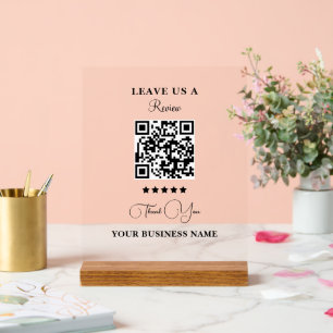 Personalisierter Geschäft-QR-Code Hinterlassen Sie Acrylschild