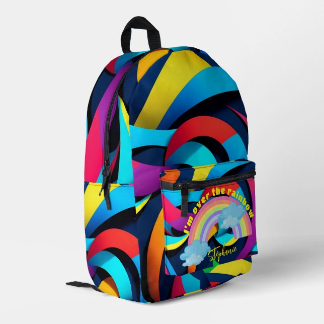 Personalisierter gestreiftes Rucksack in Regenboge (Rückseitige Ecke links)