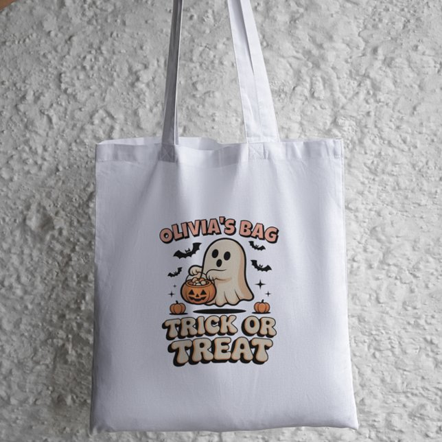 Personalisierter Ghost Trick oder Treat Retro Hall Tragetasche (Von Creator hochgeladen)