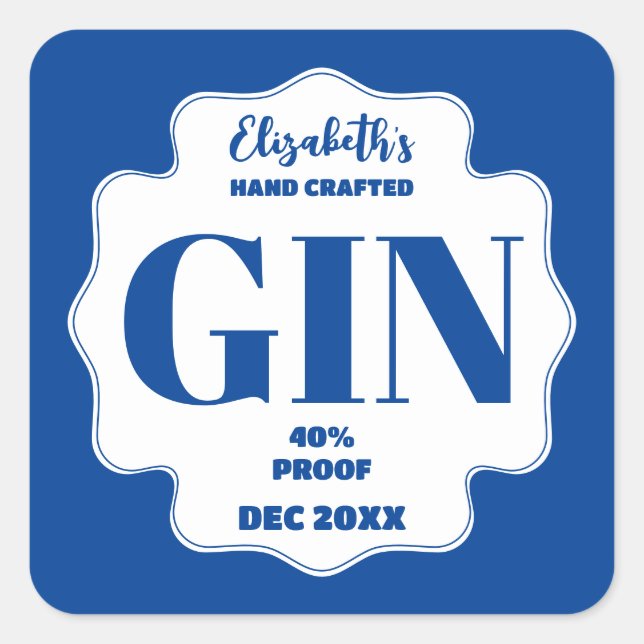 Personalisierter Gin-Aufkleber Quadratischer Aufkleber (Vorderseite)