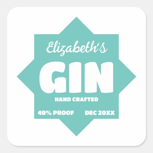 Personalisierter Gin-Aufkleber Quadratischer Aufkleber (Vorderseite)