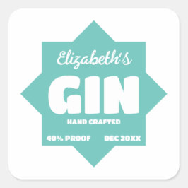 Personalisierter Gin-Aufkleber Quadratischer Aufkleber