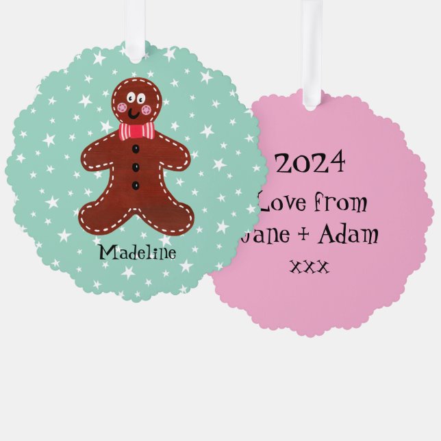 Personalisierter Gingerbrot-Mann Ornament Karte (Vorderseite/Rückseite)