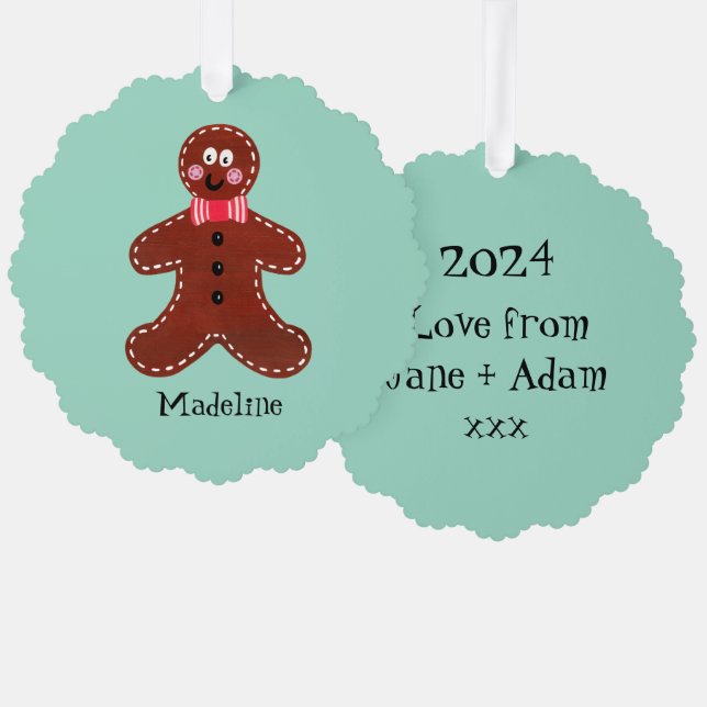 Personalisierter Gingerbrot-Mann Ornament Karte (Vorderseite/Rückseite)